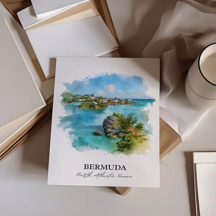 Bermuda Wall Art, Bermuda Print, Bermuda Watercolor Art, Bermuda Gift, Travel Print, Travel Poster, Housewarming Gift