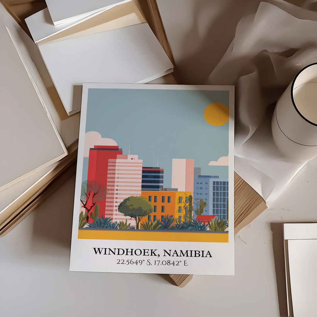 Windhoek Namibia Art, Namibia Retro Travel Art, Namibia Home Decor, Namibia Gift, Namibia Travel Art, Travel Prints, Housewarming Gift