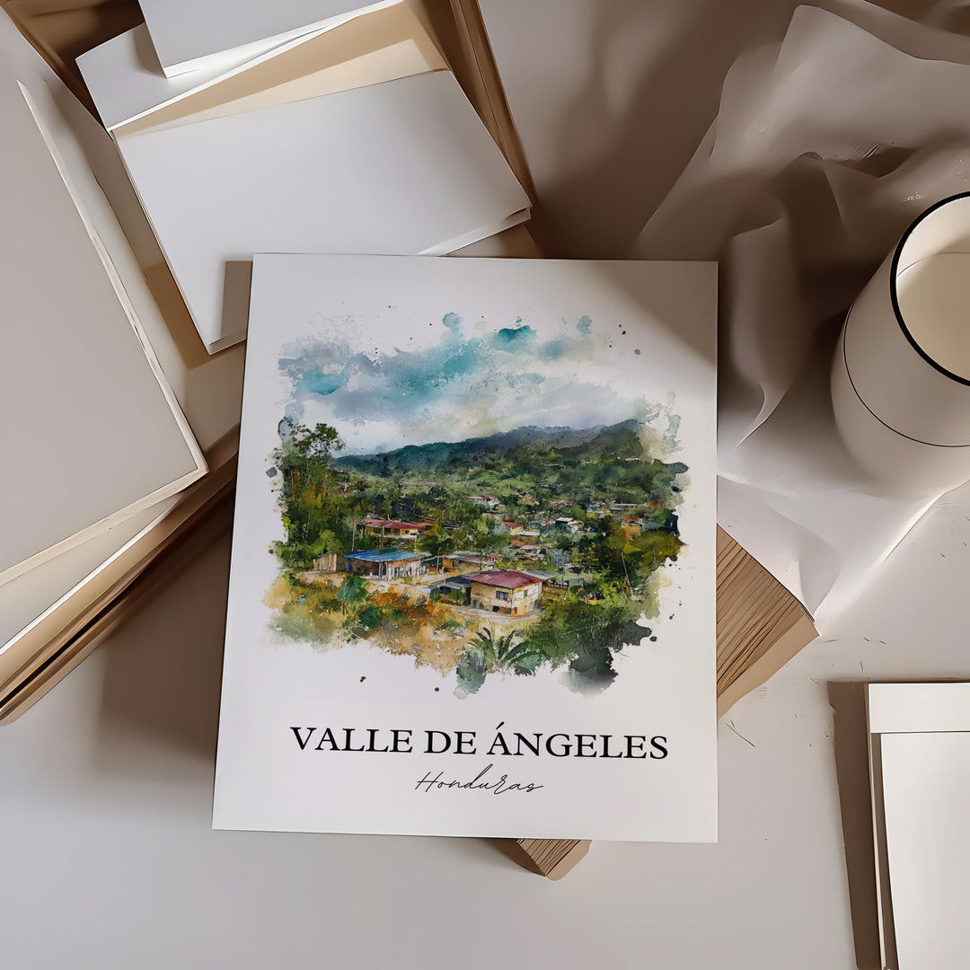 Valle de Ángeles Wall Art, Honduras Print, Honduras Watercolor Art, Valle de Ángeles Gift, Travel Print, Travel Poster, Housewarming Gift