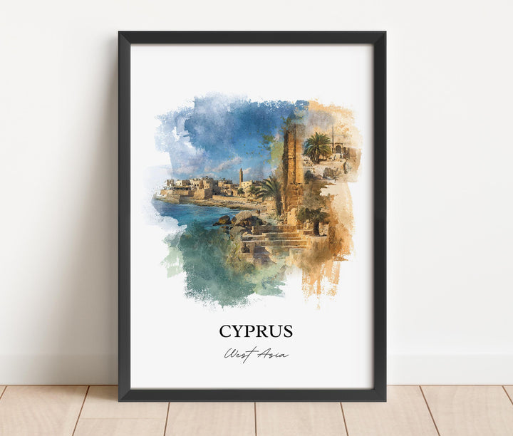 Cyprus Wall Art, Cyprus Print, Cyprus Watercolor Art, Cyprus Country Gift, Travel Print, Travel Poster, Housewarming Gift