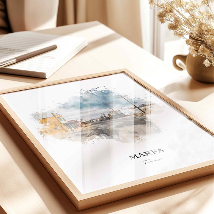 Marfa, Texas – Watercolor Art Print