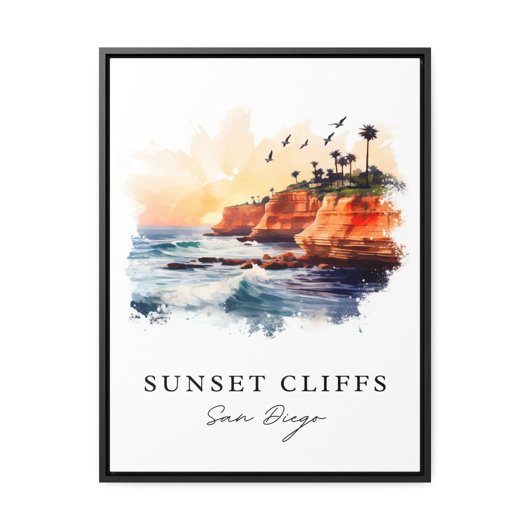 Sunset Cliffs Cali wall art - San Diego CA, Sunset Cliffs poster print, Sunset Cliffs gift, Birthday present, Custom Text, Perfect Gift