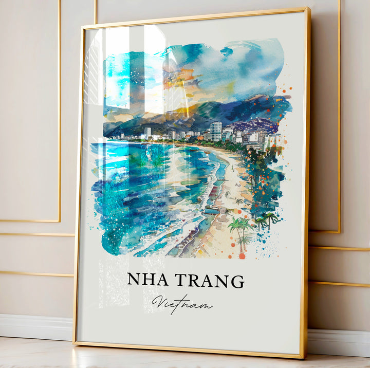 Nha Trang Wall Art, Nha Trang Beach Print, Vietnam Watercolor, Hon Tam Vietnam Art Gift,