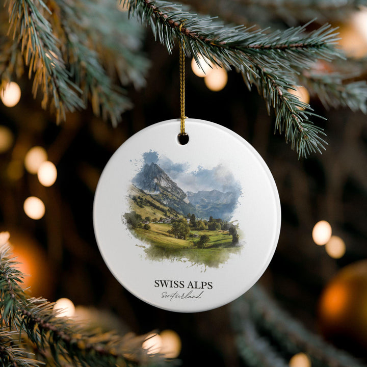 Swiss Alps Ornament: Unique Swiss Alps Souvenir, Swiss Alps Xmas Decor, and Authentic Swiss Alps Gift