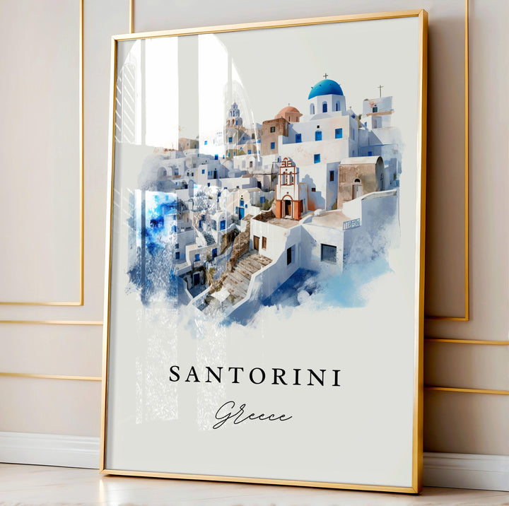 Santorini Greece wall art - Greece, Santorini poster, Santorini Wedding gift, Santorini Birthday present, Custom Text, Personalised Gift