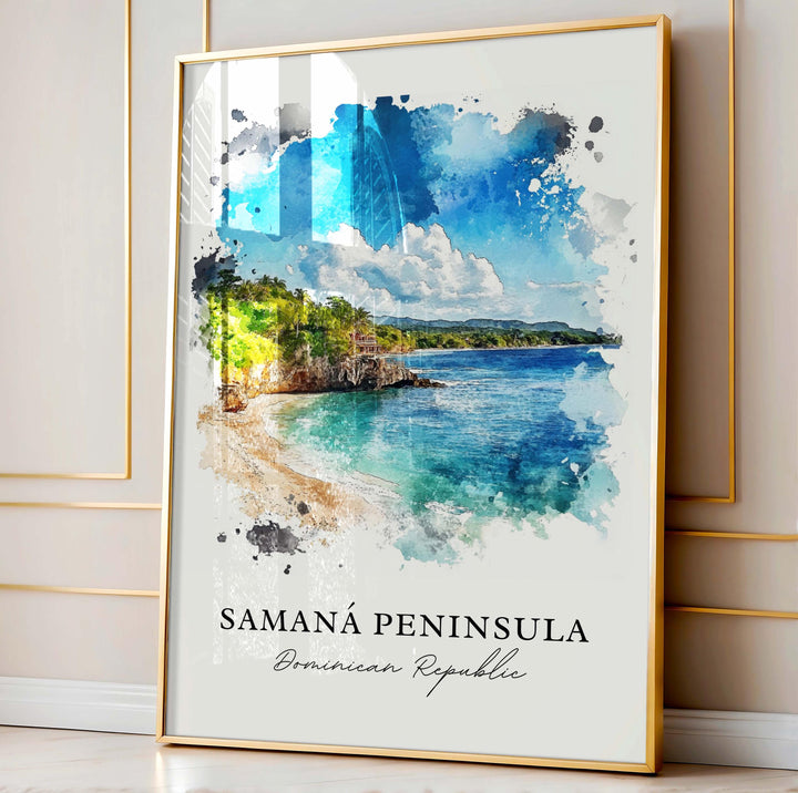 Samana DR Wall Art, Samana Peninsula Print, Dominican Republic Watercolor Art, Samana Gift,