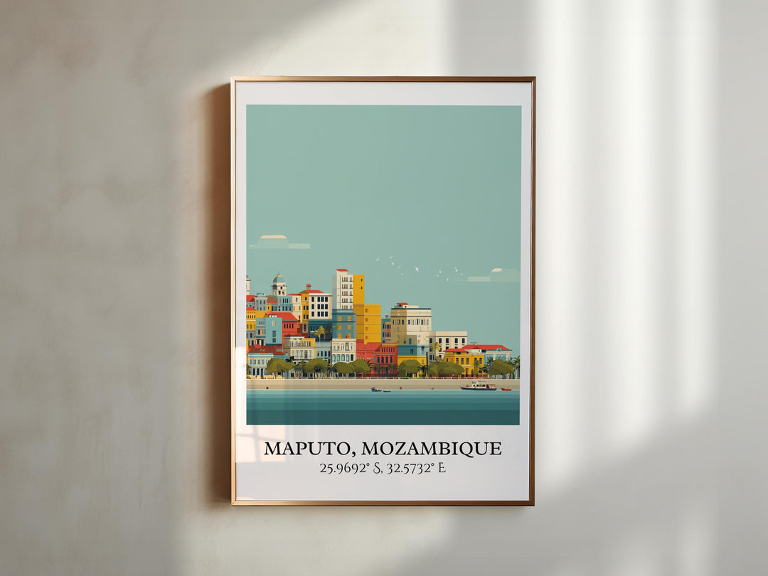 Maputo Art, Maputo Retro Travel Art, Maputo Mozambique Home Decor, Mozambique Gift, Mozambique Travel Art, Travel Prints, Housewarming Gift
