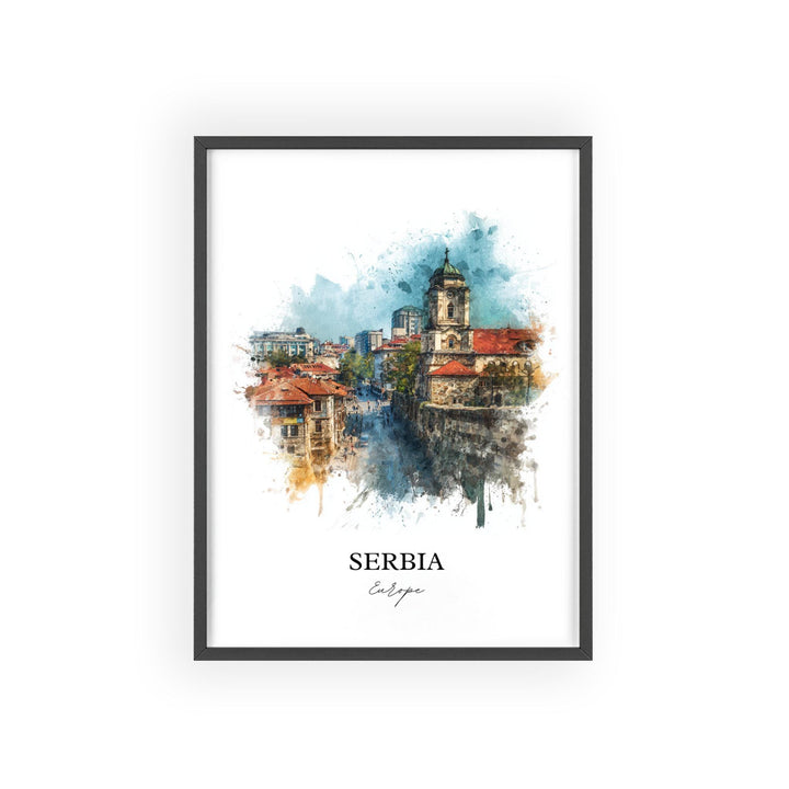 Serbia Wall Art, Serbia Print, Serbia Watercolor Art, Serbian Gift, Travel Print, Travel Poster, Housewarming Gift