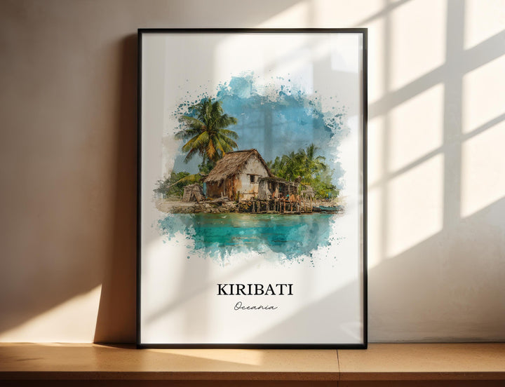 Kiribati Wall Art, Kiribati Print, Kiribati Watercolor Art, Kiribati Island Gift, Travel Print, Travel Poster, Housewarming Gift