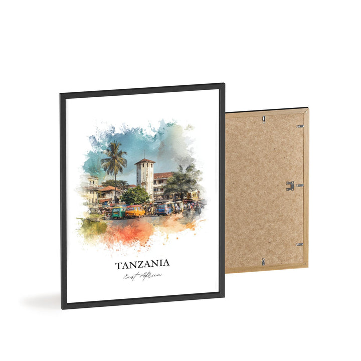 Tanzania Wall Art, Tanzania Print, Tanzania Watercolor Art, Tanzania Country Gift, Travel Print, Travel Poster, Housewarming Gift