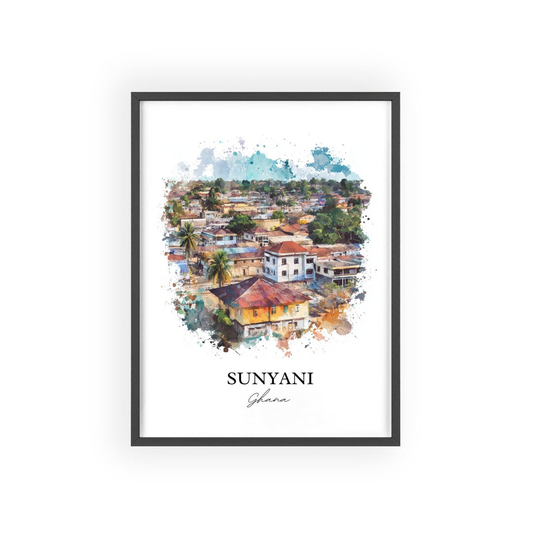 Sunyani Ghana Wall Art, Ghana Print, Ghana Watercolor Art, Sunyani Ghana Gift, Travel Print, Travel Poster, Housewarming Gift