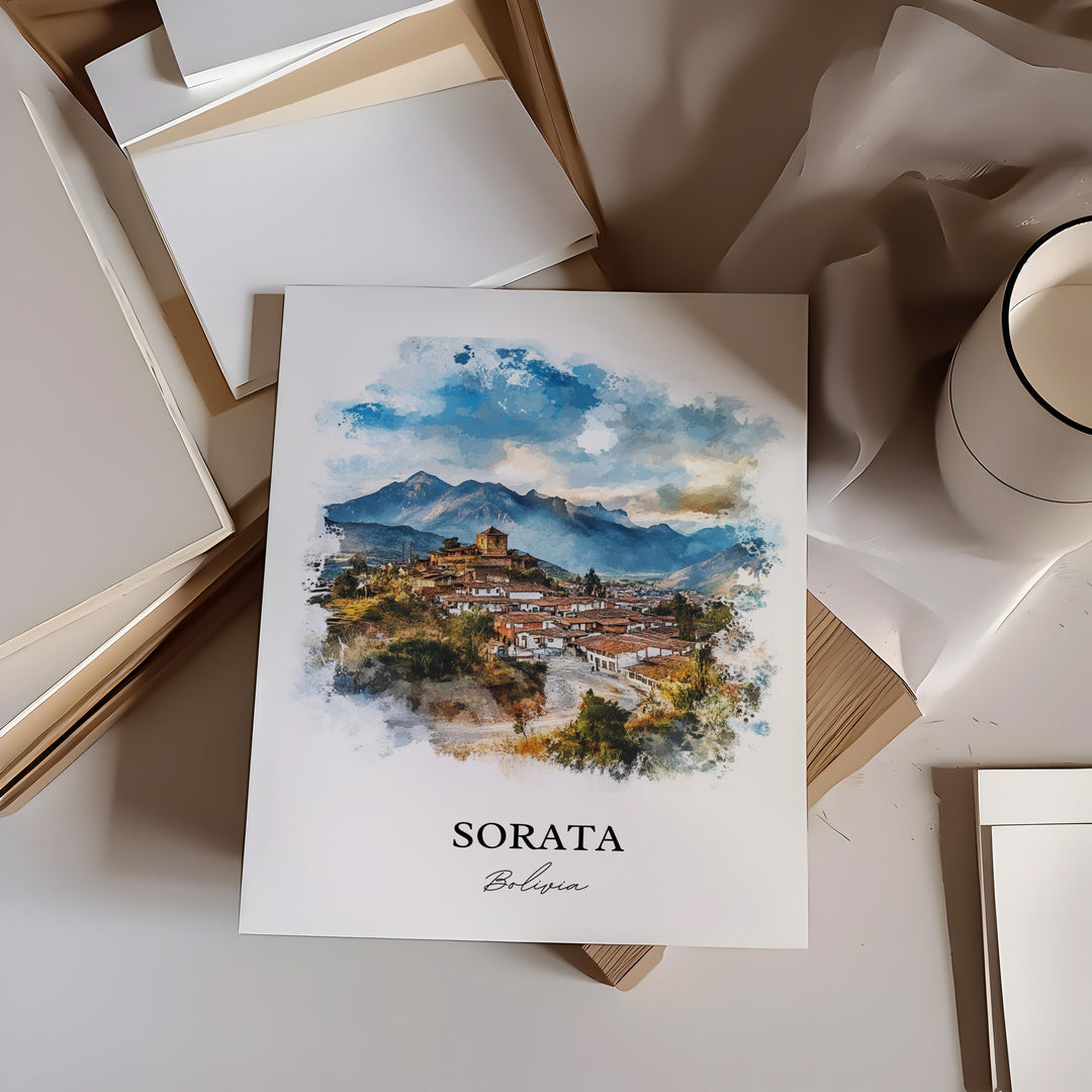 Sorata, Bolivia – Watercolor Art Print
