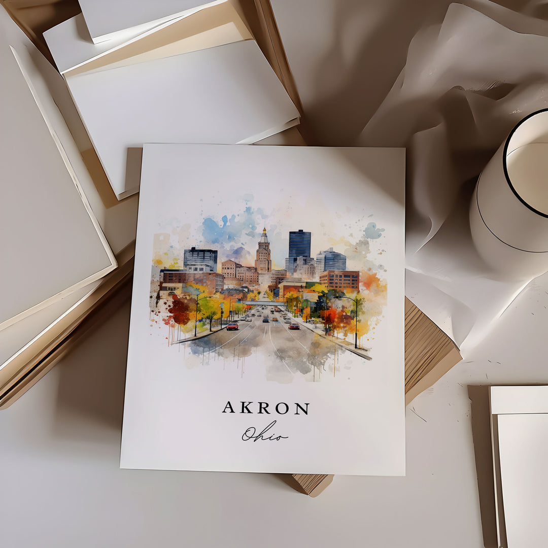 Akron Wall Art - Ohio Print