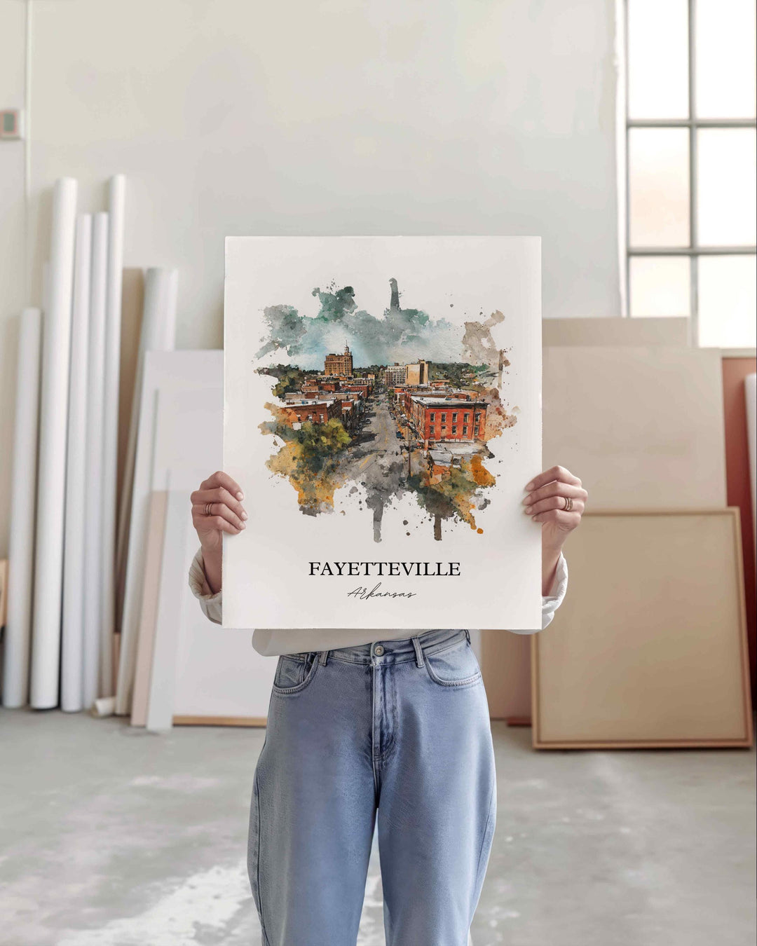 Fayetteville, Arkansas – Watercolor Art Print