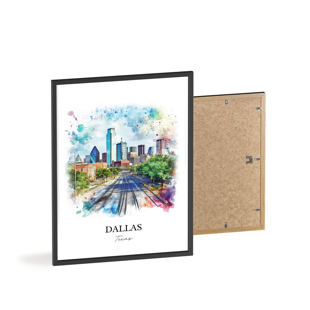 Dallas TX Wall Art, Dallas Print, Dallas Watercolor Art, Dallas Texas Gift, Travel Print, Travel Poster, Housewarming Gift
