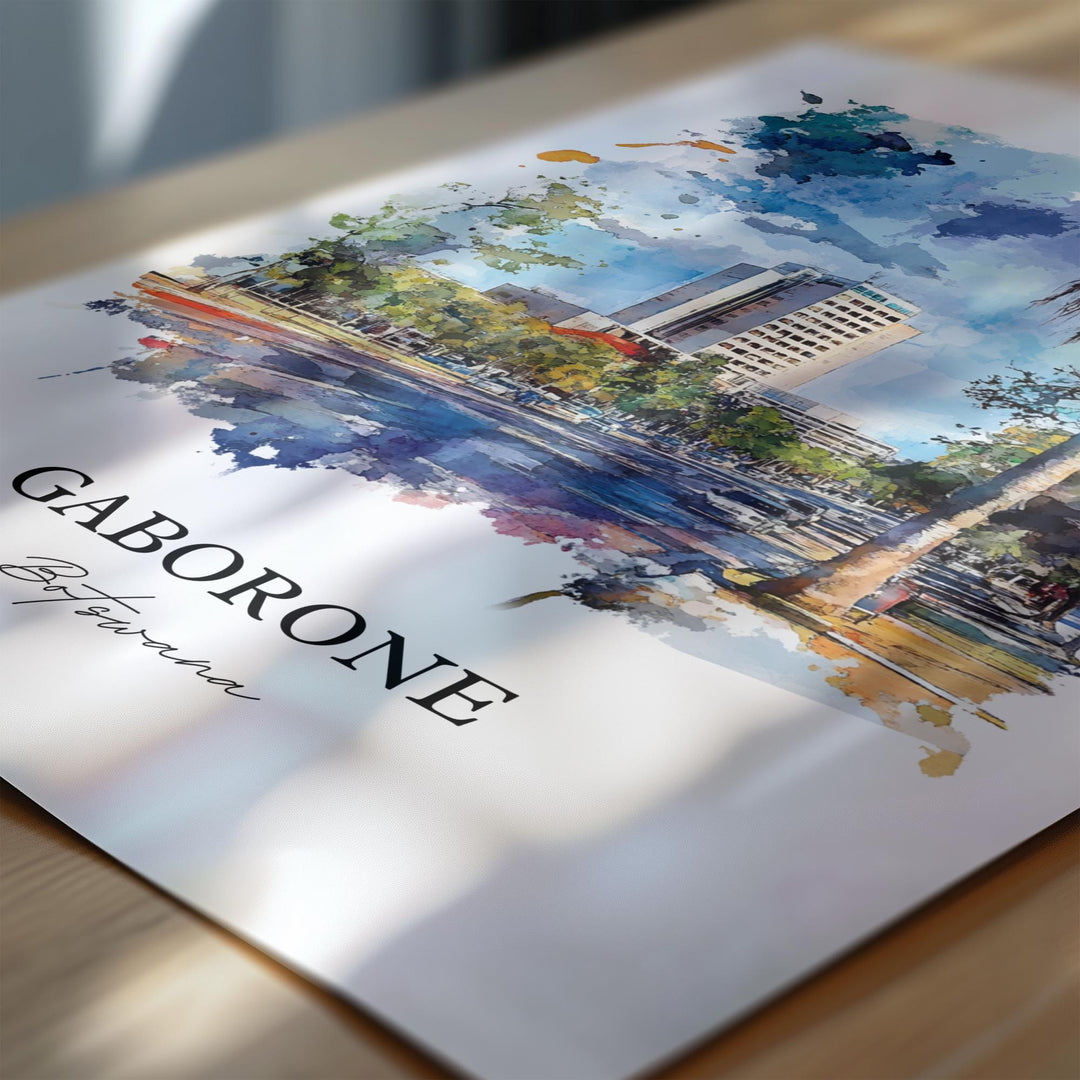 Gaborone, Botswana – Watercolor Art Print