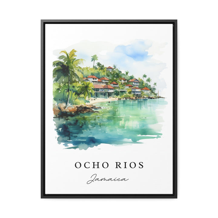 Ocho Rios traditional travel art - Jamaica, Ocho Rios poster, Wedding gift, Birthday present, Custom Text, Personalized Gift