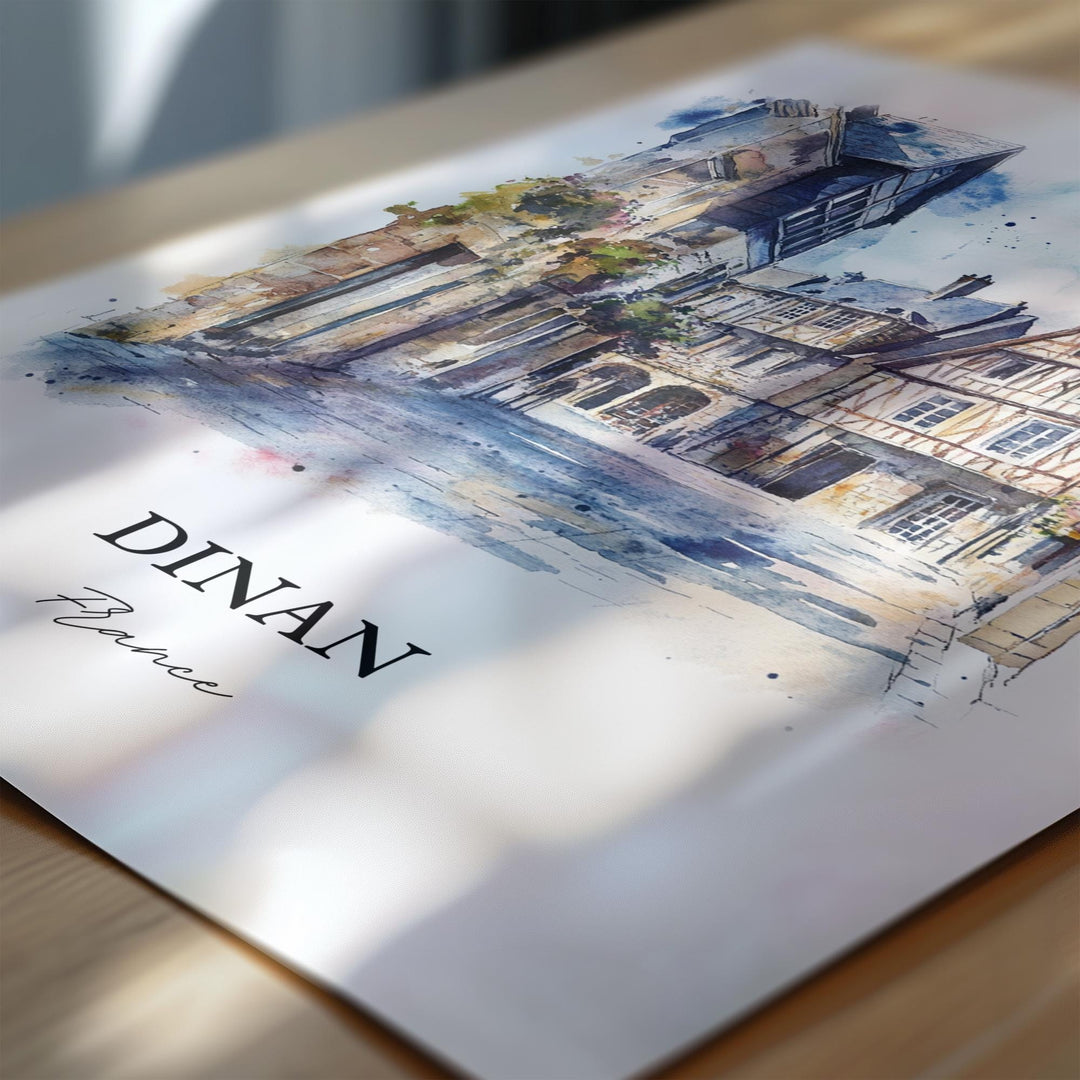 Dinan France Wall Art, Brittany France Print, France Watercolor Art, Dinan France Gift, Travel Print, Travel Poster, Housewarming Gift