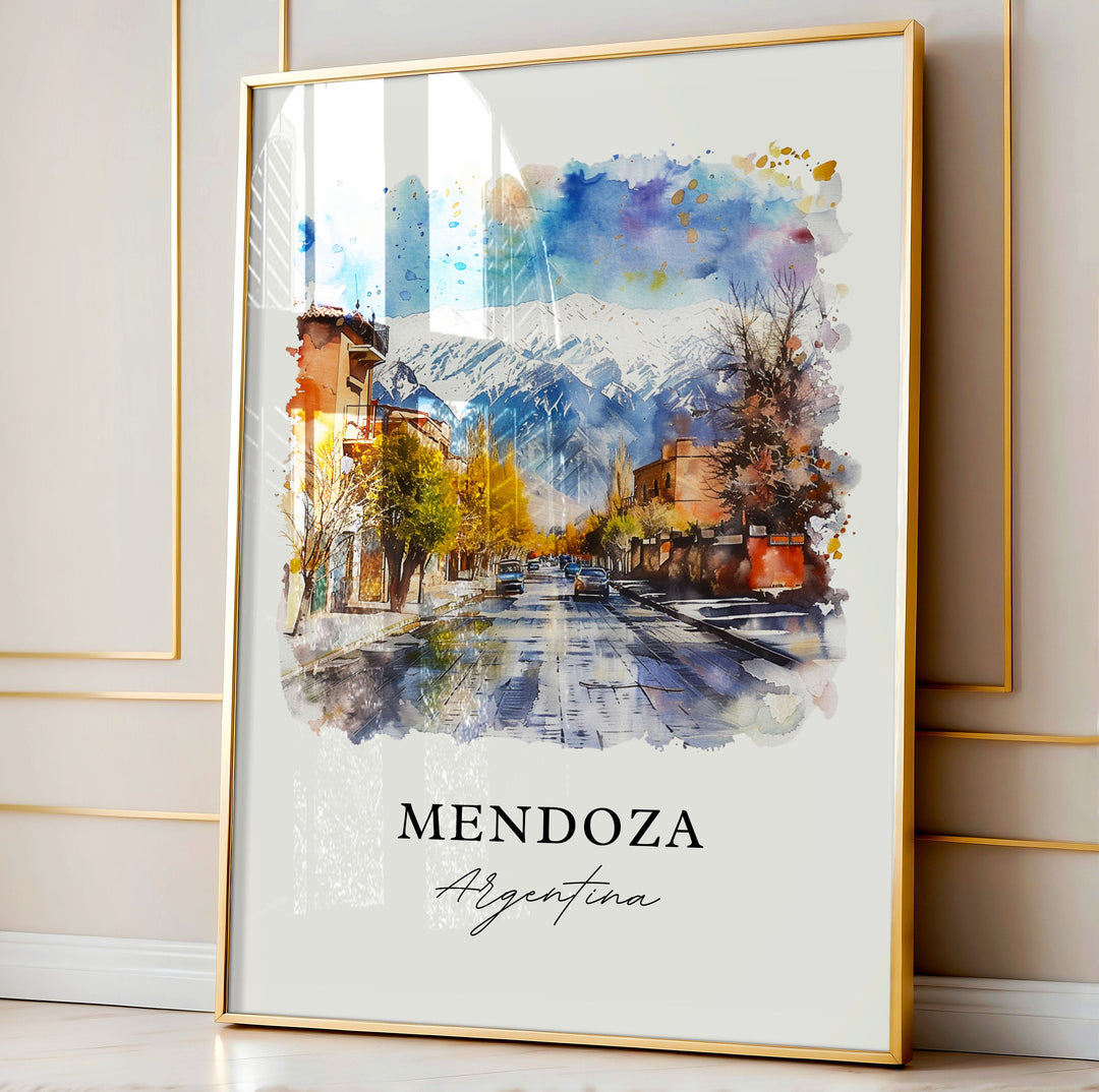 Mendoza Argentina Wall Art, Mendoza Print, Mendoza Watercolor, Mendoza Argentina Gift,