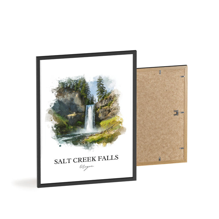 Salt Creek Falls, Oregon, USA – Watercolor Art Print