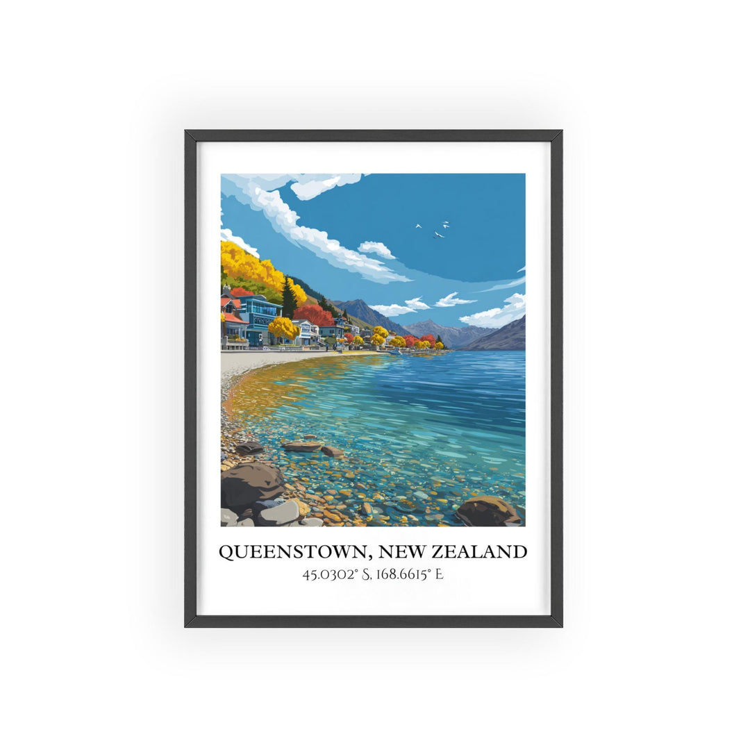 Queenstown Art, Queenstown Retro Travel Art, New Zealand Home Decor, New Zealand Gift, NZ Travel Art, Travel Prints, Housewarming Gift