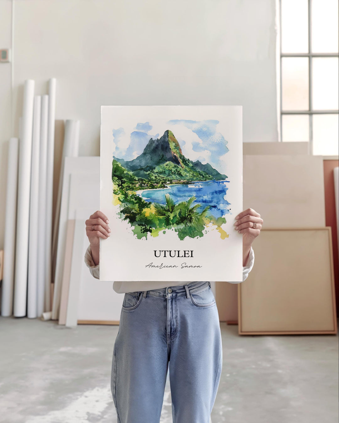 Utulei Wall Art, Maoputasi County Print, American Samoa Watercolor Art, Utulei Gift, Travel Print, Travel Poster, Housewarming Gift
