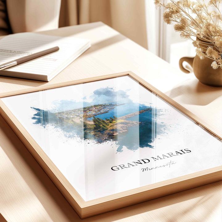 Grand Marais, Minnesota – Watercolor Art Print