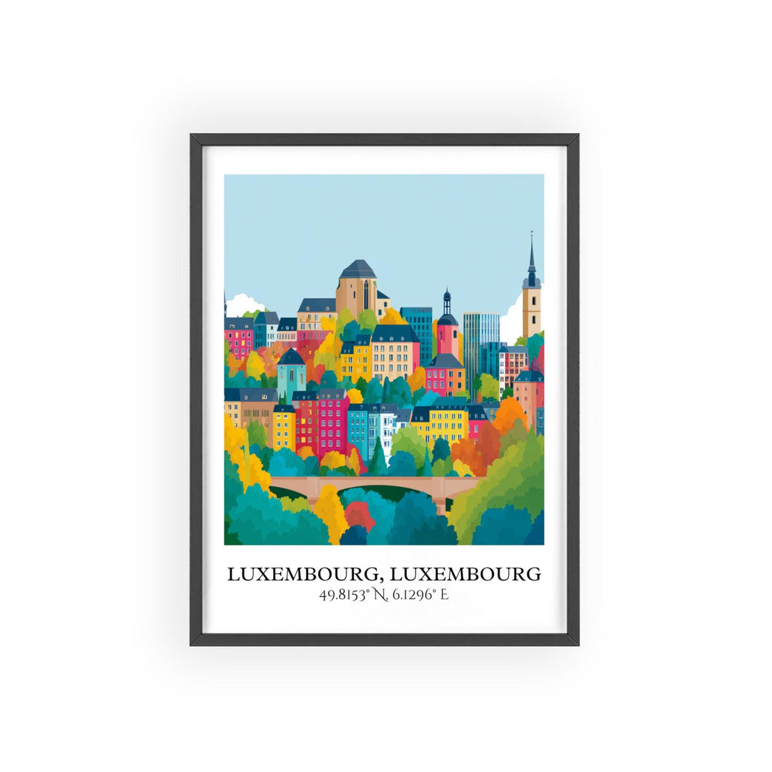 Luxembourg Art, Luxembourg Retro Travel Art, Luxembourg Decor, Luxembourg Gift, Luxembourg Travel Art, Travel Prints, Housewarming Gift