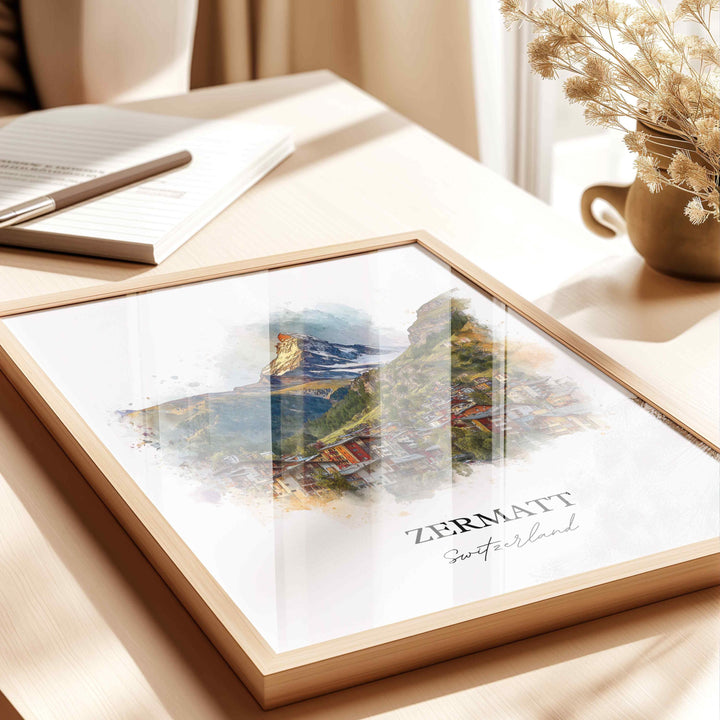 Zermatt, Switzerland – Watercolor Art Print