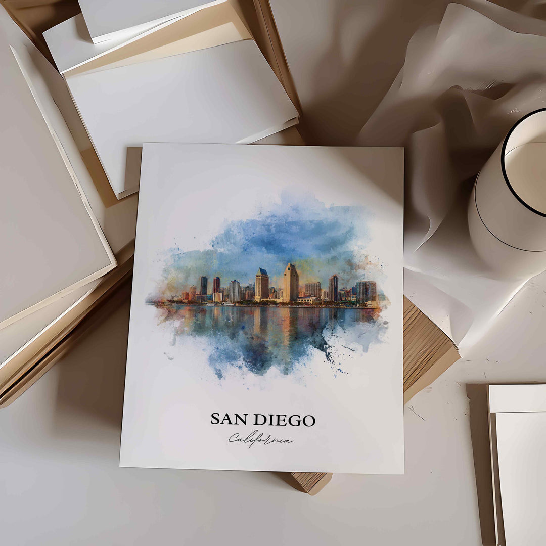 San Diego, California – Watercolor Art Print
