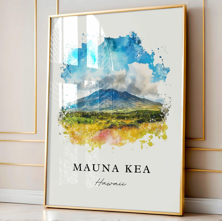 Mauna Kea Wall Art, Mauna Kea Hawaii Print, Mauna Kea Watercolor, Mauna Kea HI Gift,