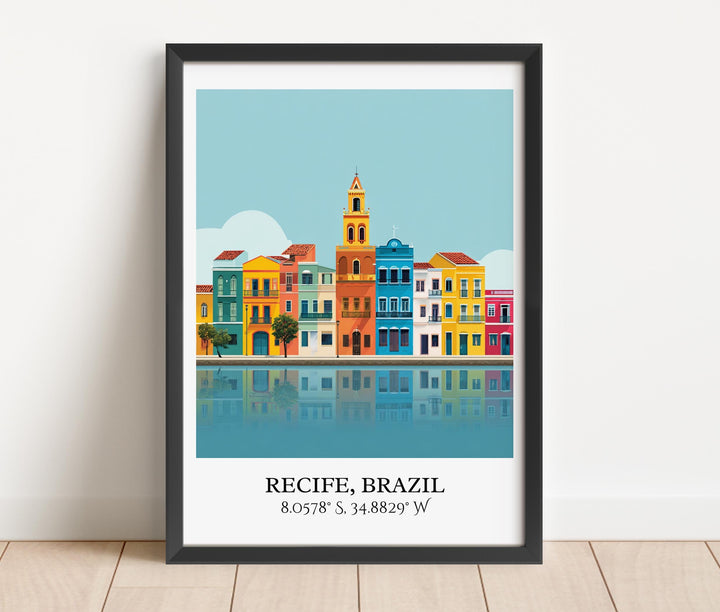 Recife Brazil Art, Recife Retro Travel Art, Recife Brazil Home Decor, Brazil Gift, Brazilian Travel Art, Travel Prints, Housewarming Gift