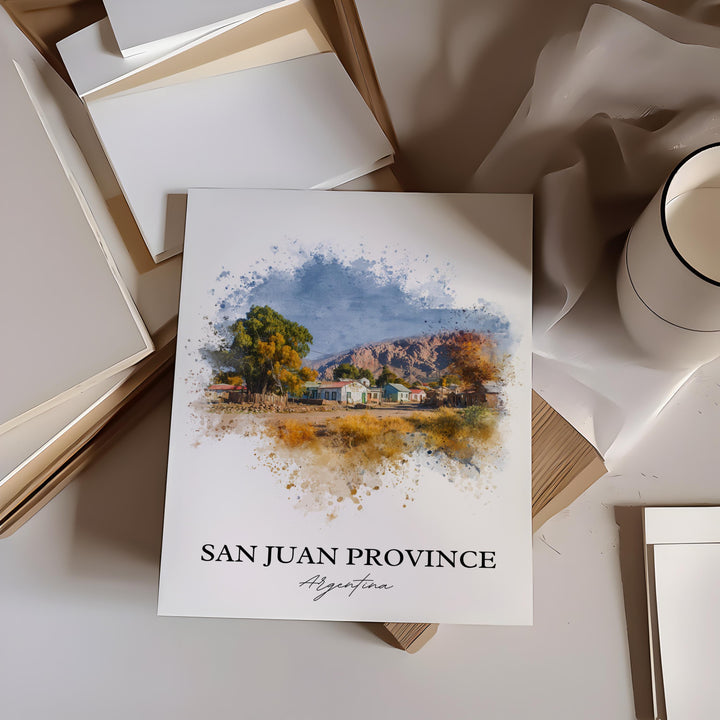 San Juan Argentina Wall Art, Argentina Print, Argentina Watercolor, San Juan Province Gift, Travel Print, Travel Poster, Housewarming Gift