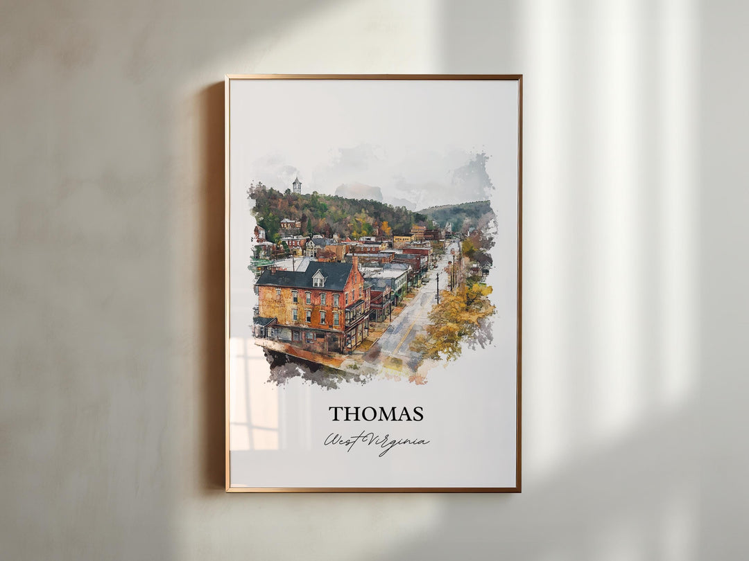 Thomas WV Wall Art, Tucker County WV Print, West Virginia Watercolor Art, Thomas WV Gift, Travel Print, Travel Poster, Housewarming Gift