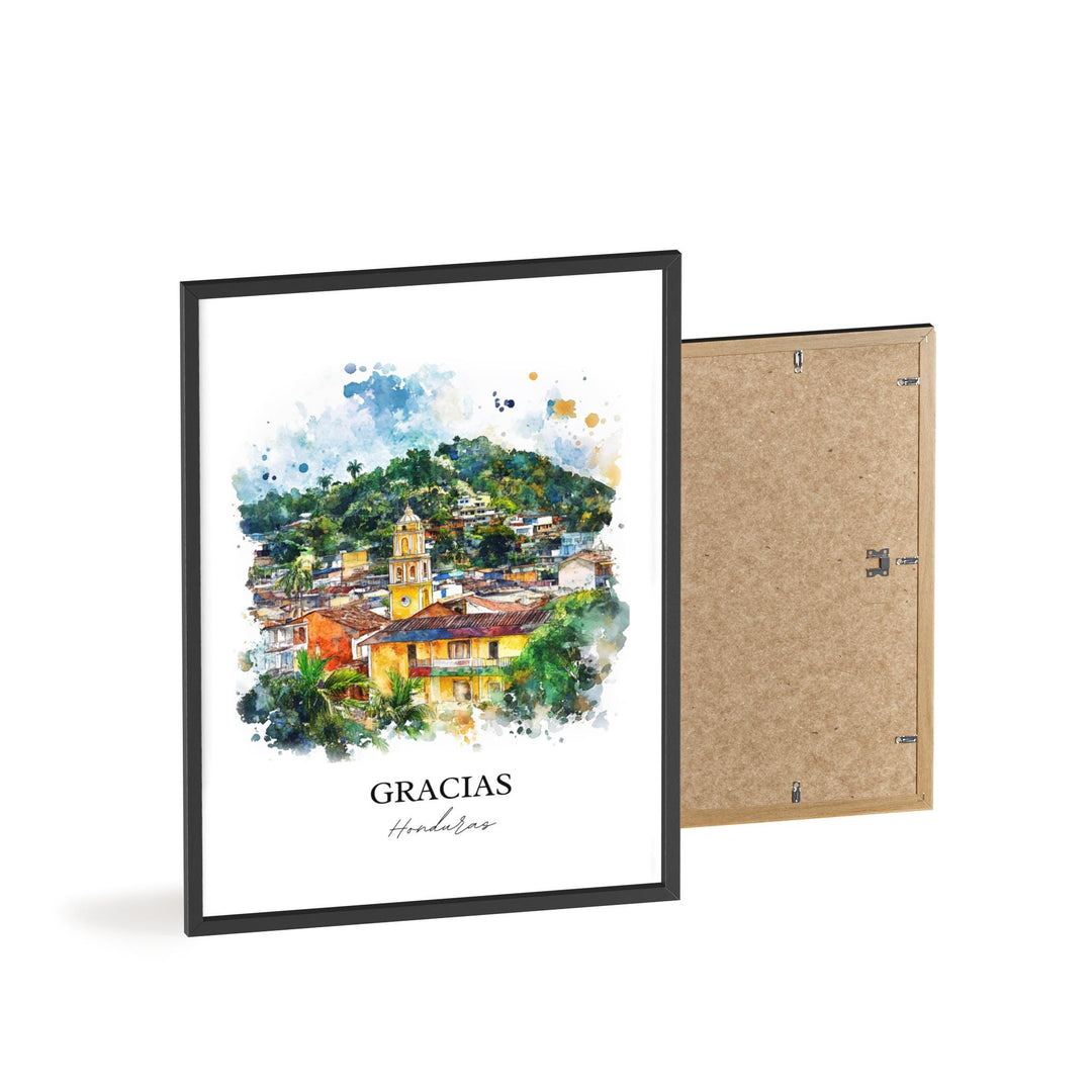 Gracias Honduras Wall Art, Honduras Print, Honduras Watercolor Art, Gracias Honduras Gift, Travel Print, Travel Poster, Housewarming Gift