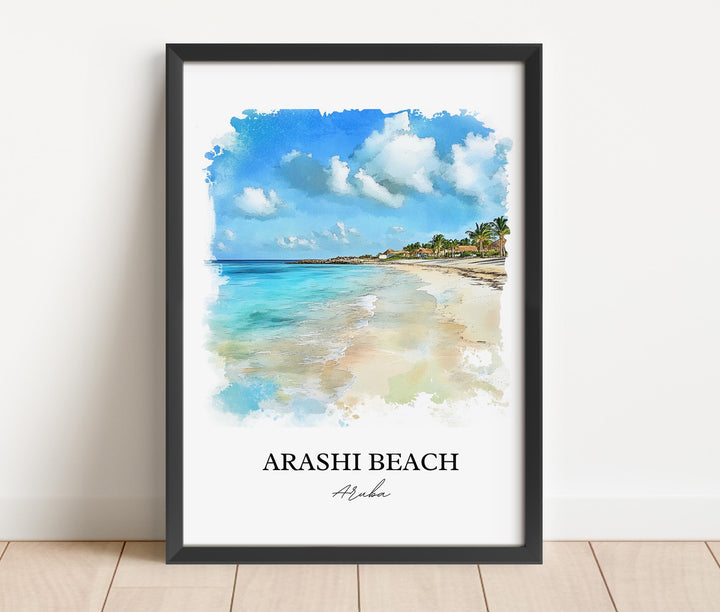 Arashi Beach Wall Art, Noord Aruba Print, Aruba Watercolor Art, Arashi Beach Gift, Travel Print, Travel Poster, Housewarming Gift