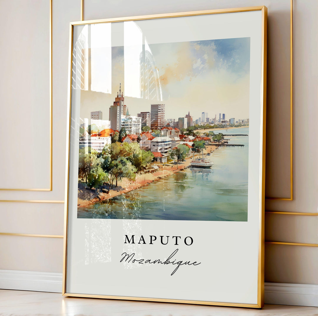 Maputo wall art - Mozambique, Maputo East Africa print, Maputo Wedding gift, Mozambique  gift, Custom Text, Personalised Gift