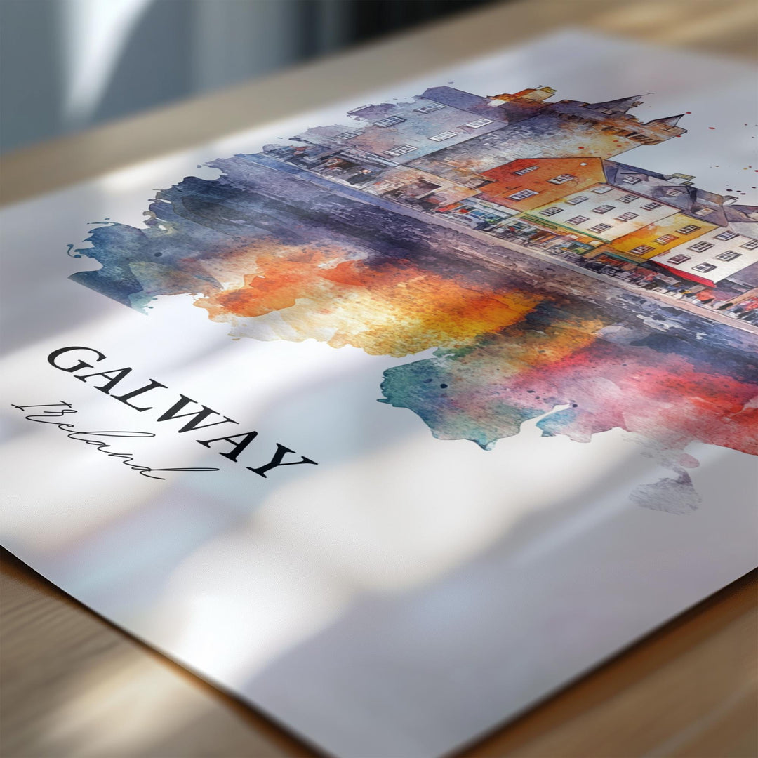 Galway Wall Art, Galway Ireland Print, Ireland Watercolor Art, Galway Ireland Gift, Travel Print, Travel Poster, Housewarming Gift