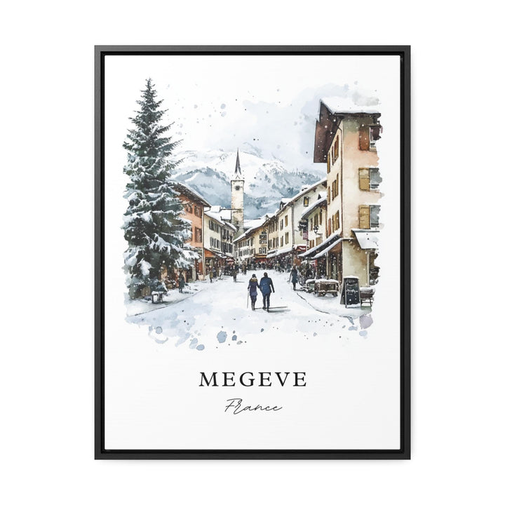 Megeve France Wall Art, Megeve Print, French Alps Watercolor Art, Megeve France Gift,