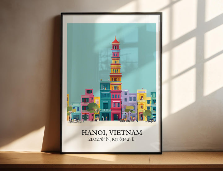 Hanoi Art, Hanoi Retro Travel Art, Hanoi Home Decor, Hanoi Vietnam Gift, Vietnam Travel Art, Travel Prints, Housewarming Gift