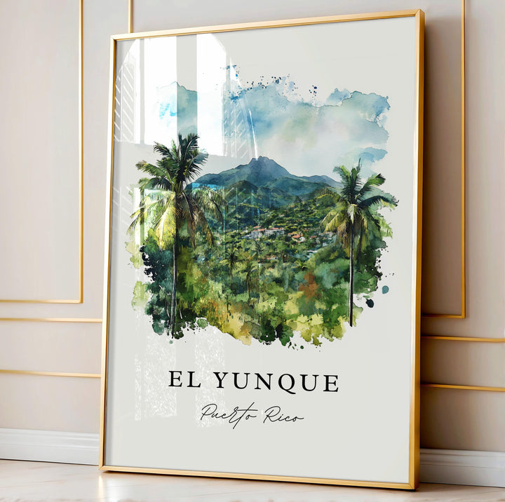 El Yunque PR Wall Art, El Yunque Print, Rio Grande PR Watercolor, El Yunque Puerto Rico Gift,