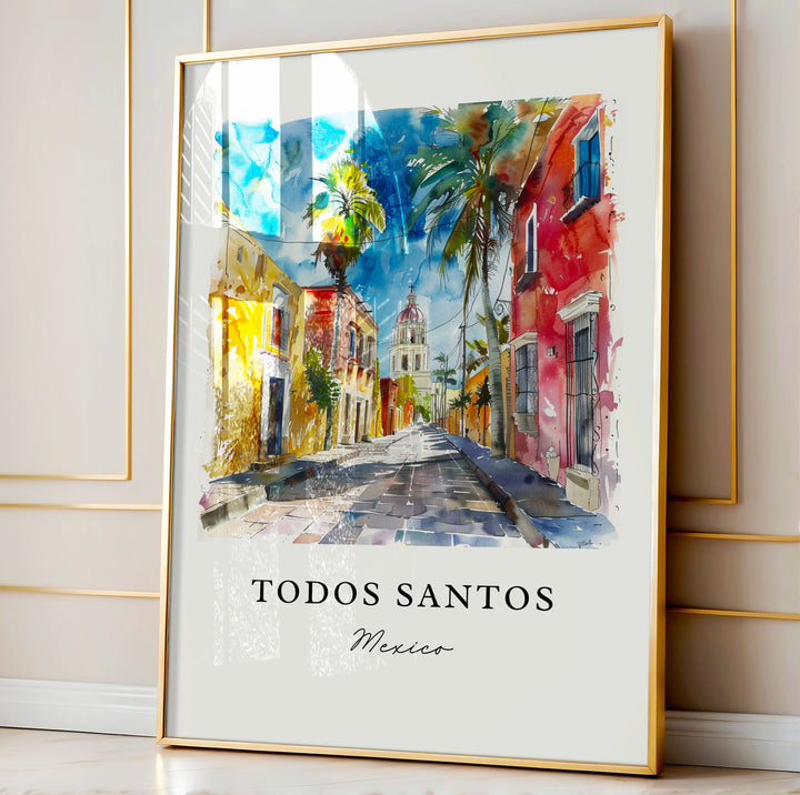 Todos Santos Art, Baja California MX Print, Todos Santos Mexico Watercolor, Baja California Gift, Travel Print, Baja Cali Housewarming Gift