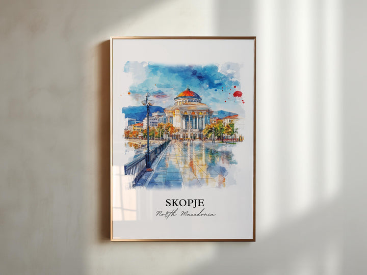 Skopje, North Macedonia – Watercolor Art Print