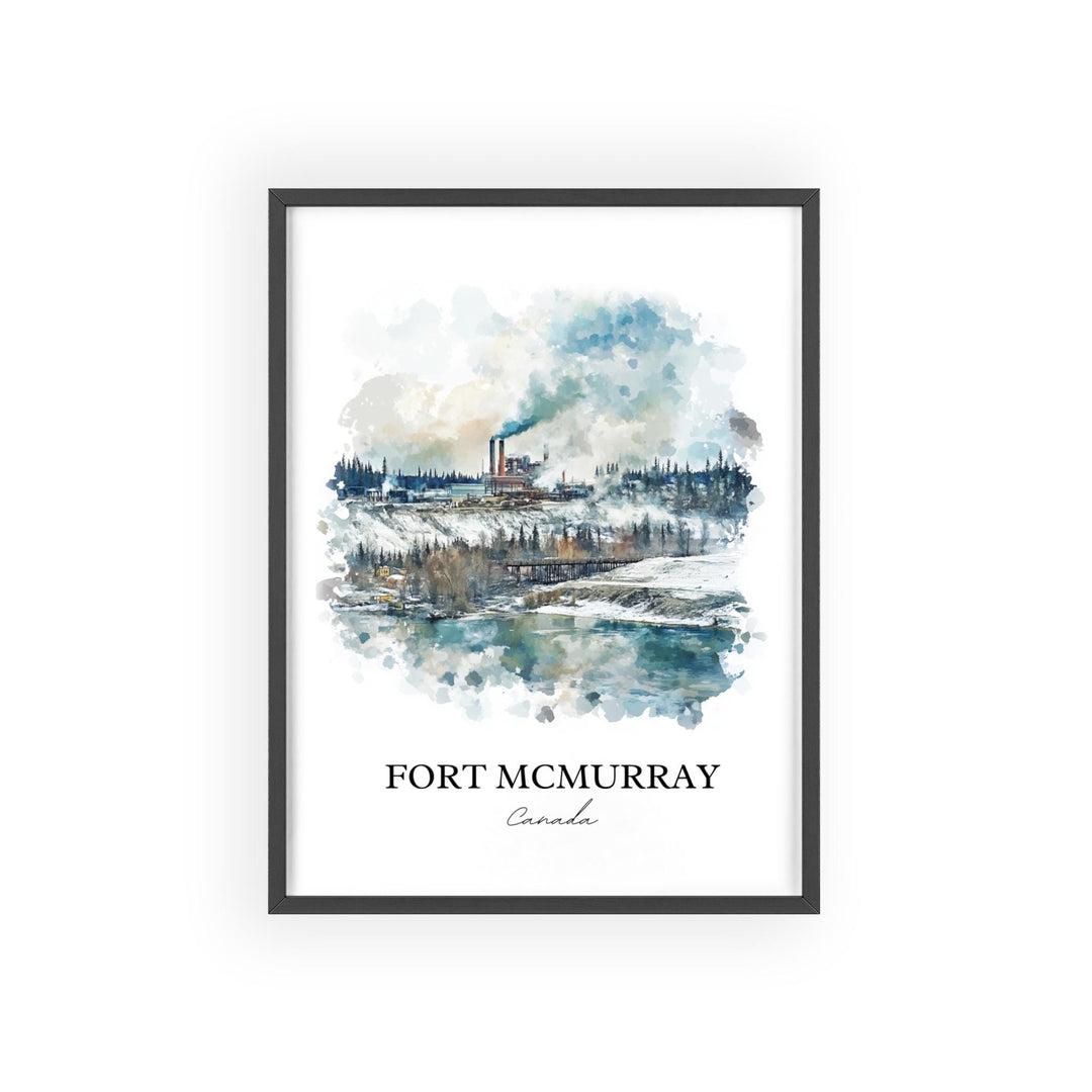 Fort McMurray, Canada – Watercolor Art Print of Wood Buffalo, Alberta