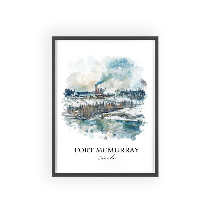 Fort McMurray, Canada – Watercolor Art Print of Wood Buffalo, Alberta