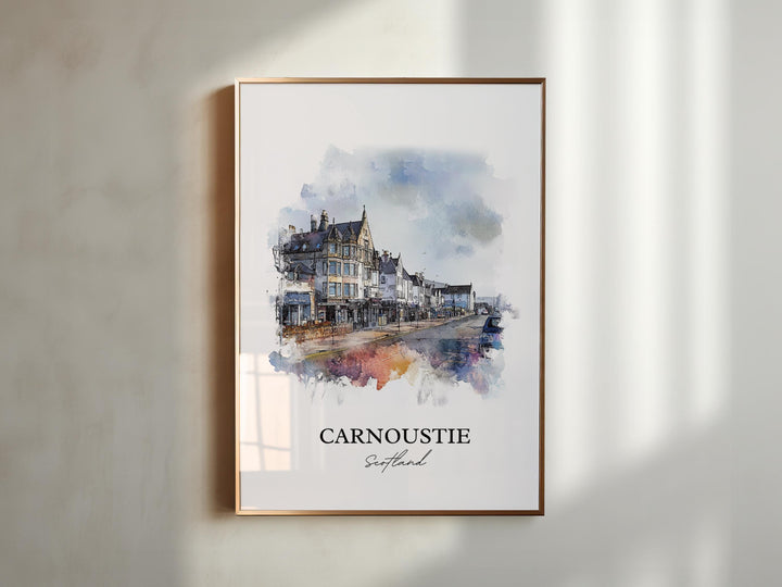Carnoustie Wall Art, Scotland Print, Scotland Watercolor Art, Carnoustie Scotland Gift, Travel Print, Travel Poster, Housewarming Gift