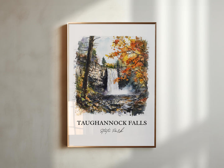 Taughannock Falls Wall Art, Trumansburg NY Print, NY Watercolor Art, Tompkins County Gift, Travel Print, Travel Poster, Housewarming Gift