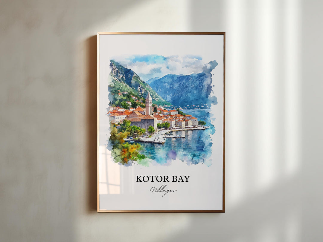 Kotor Bay, Montenegro – Watercolor Art Print