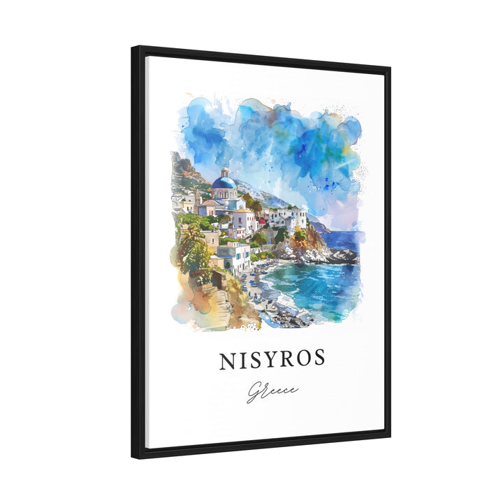 Nisyros Greece Wall Art, Nisyros Island Print, Nisyros Watercolor Art, Nisiros Greece Gift,