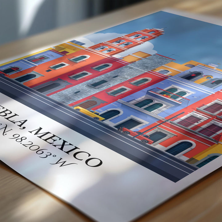 Puebla MX Art, Puebla Retro Travel Art, Puebla Home Decor, Puebla Gift, Puebla Mexico Travel Art, Travel Prints, Housewarming Gift